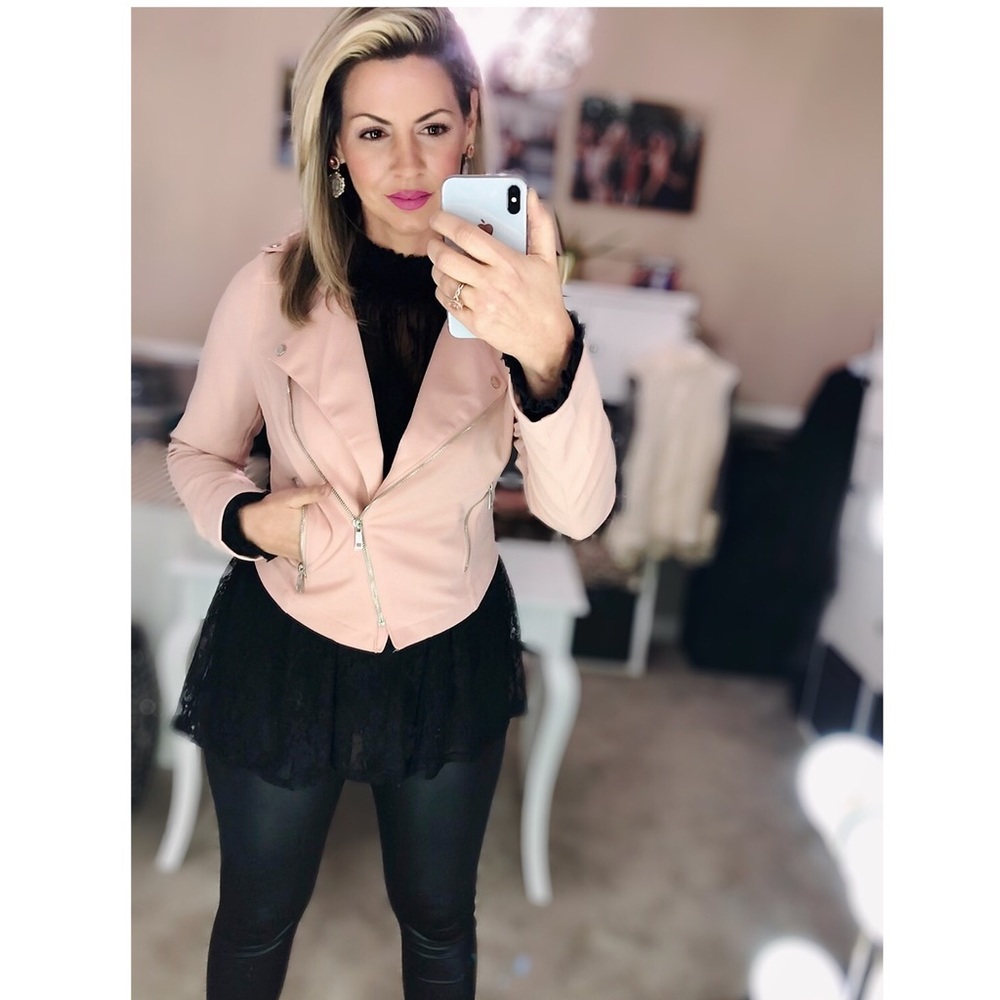 Chalk Pink Long Sleeve Moto Jacket - Picture 4 of 6